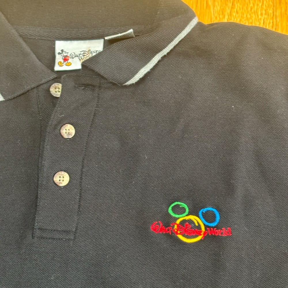 Walt Disney World Men's Size Black Short Sleeve Polo Shirt XL embroidered logo